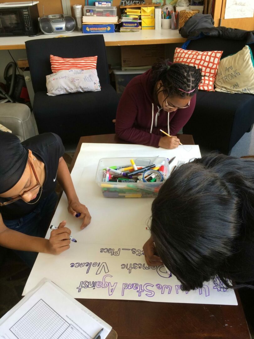 Students participating in Margaret's Place art activities