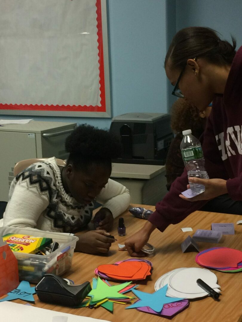 Students participating in Margaret's Place art activities